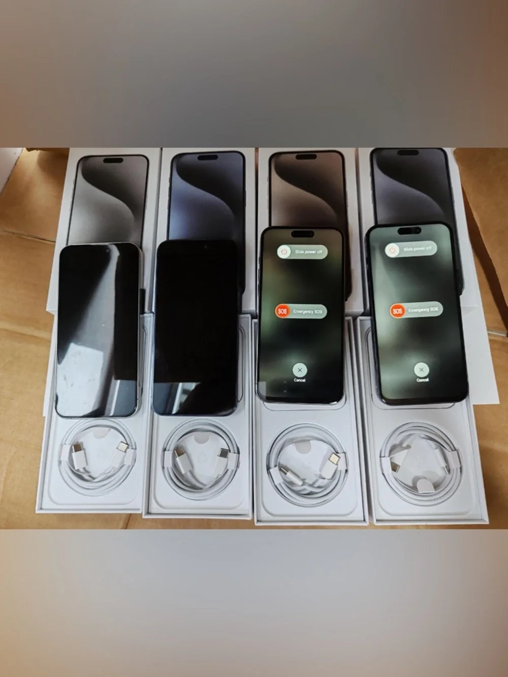 Apple iPhone (All Colors) with Red-Blue Display and White USB-C Cable